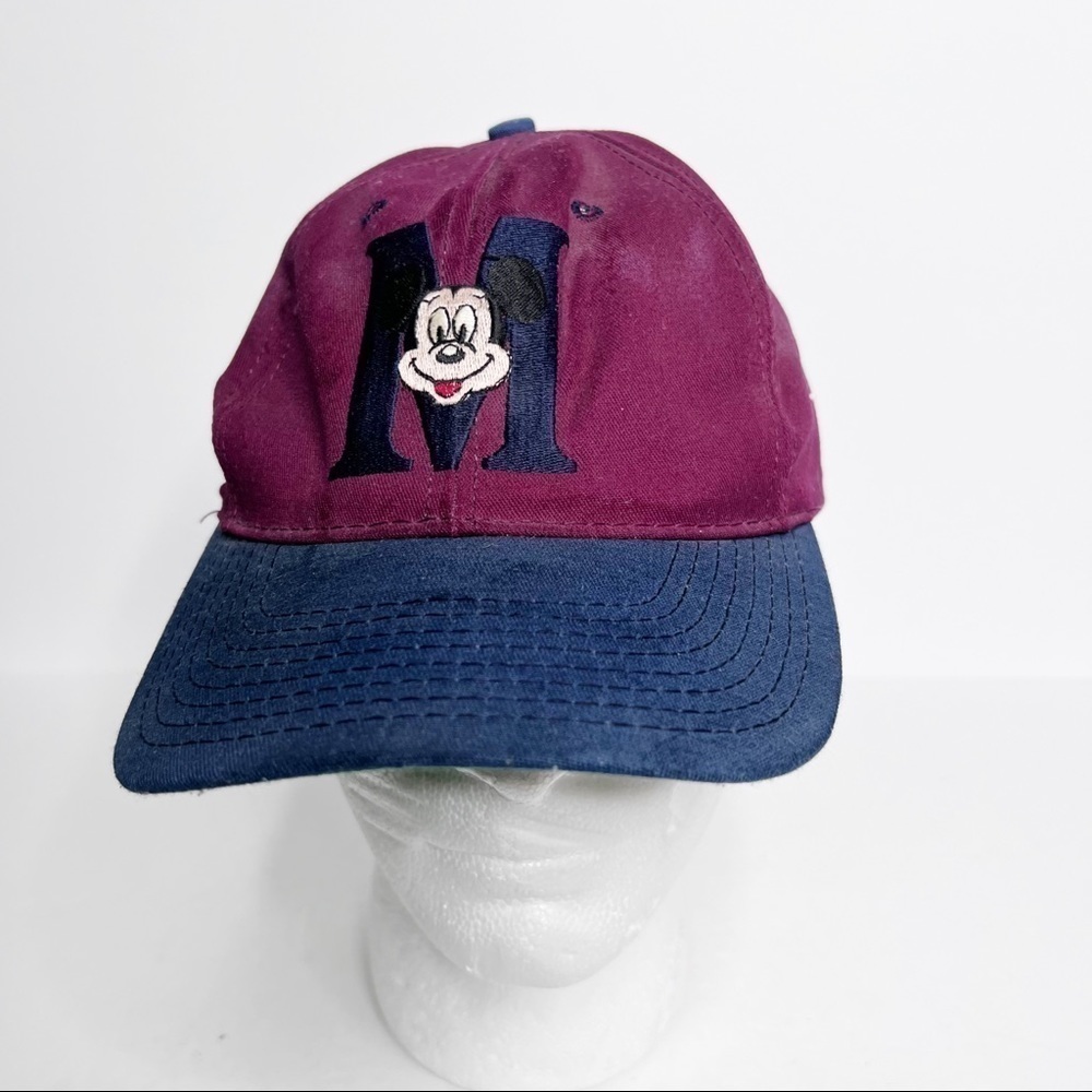 Vintage 90’s Disneyland Mickey Mouse Hat Maroon Blue Baseball Hat Cap